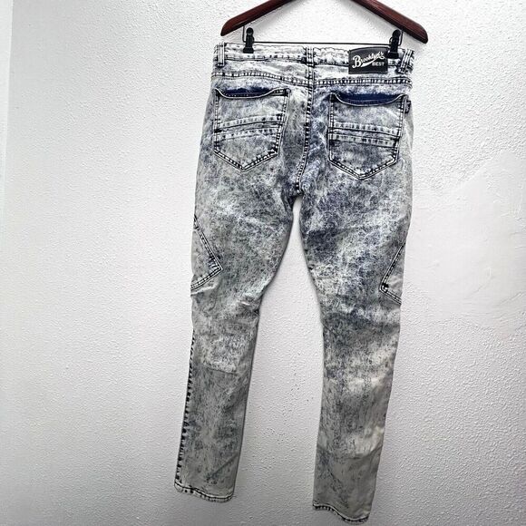 Brooklyns Best Stretch Mens Size 34x32 Skinny Blue Acid Wash Denim Jeans - Picture 7 of 9